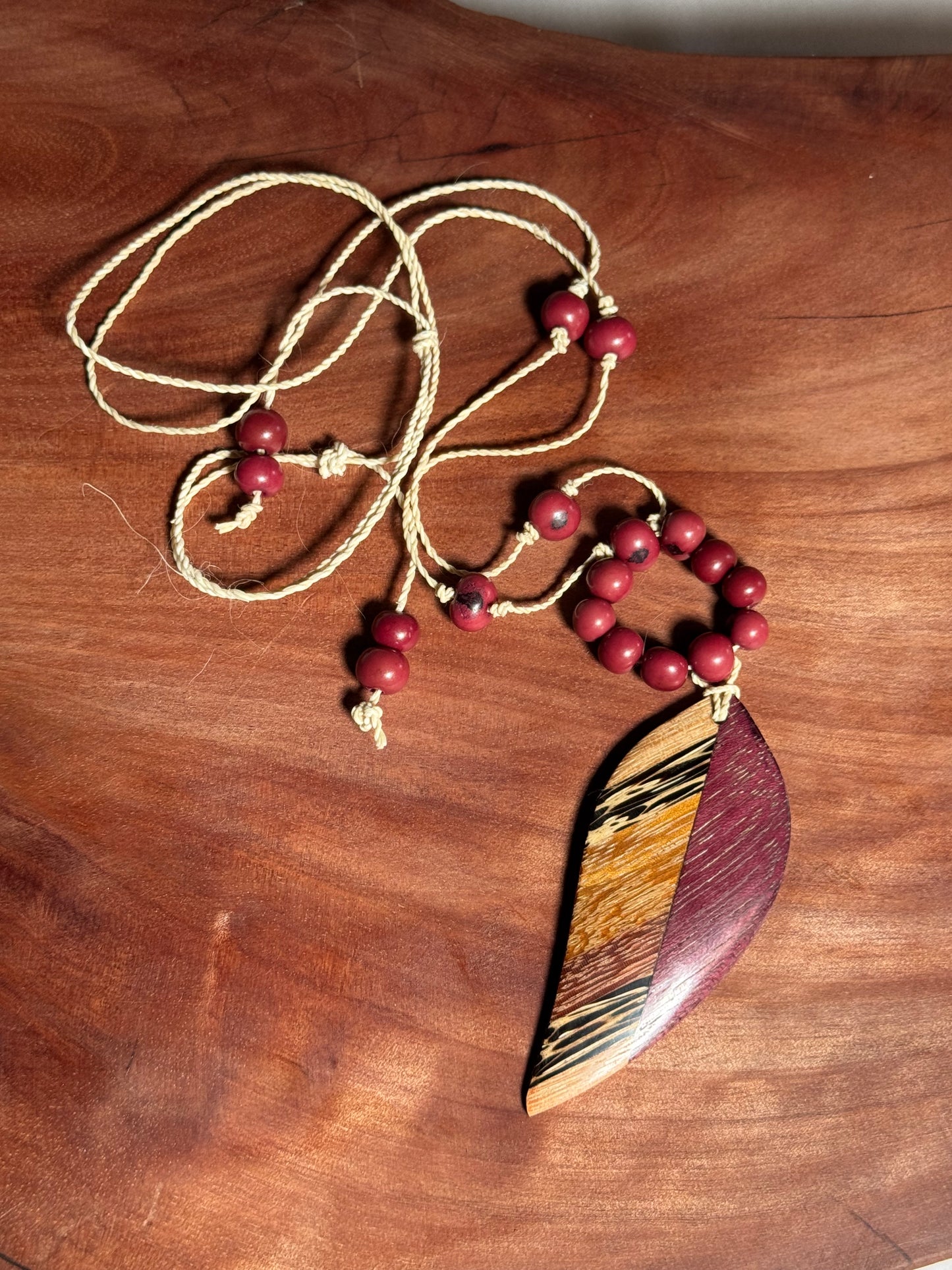 Marquetry Feather Necklace by Marisol