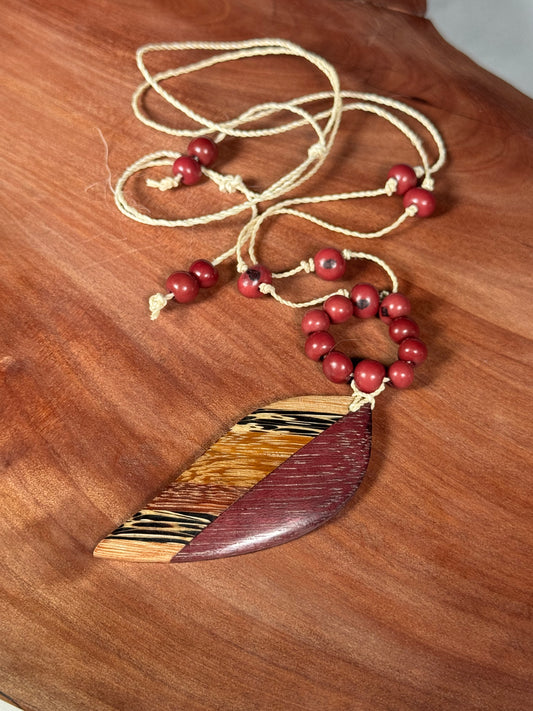 Marquetry Feather Necklace by Marisol