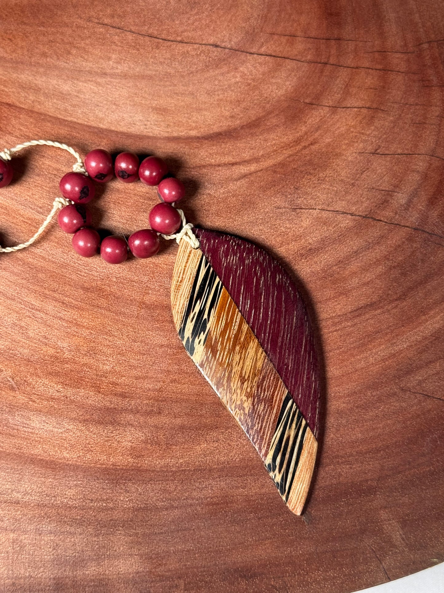 Marquetry Feather Necklace by Marisol