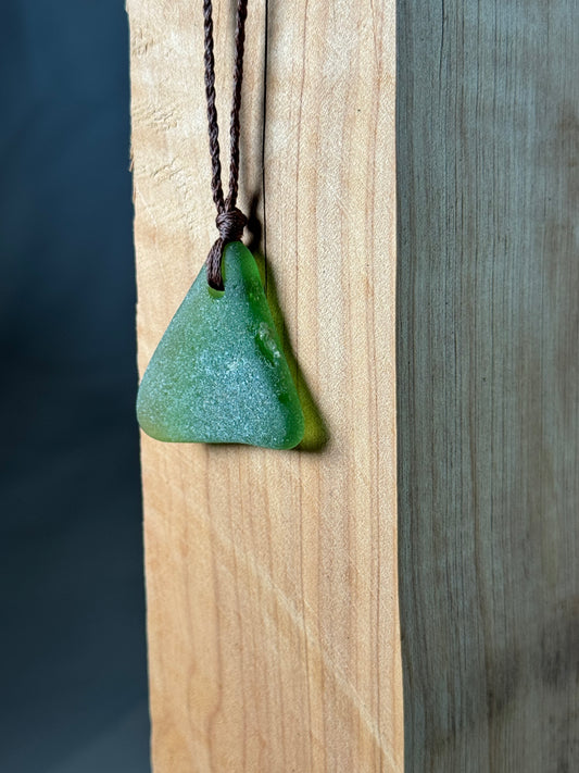 Salty Dawn Sea Glass Necklace - Triangle Green