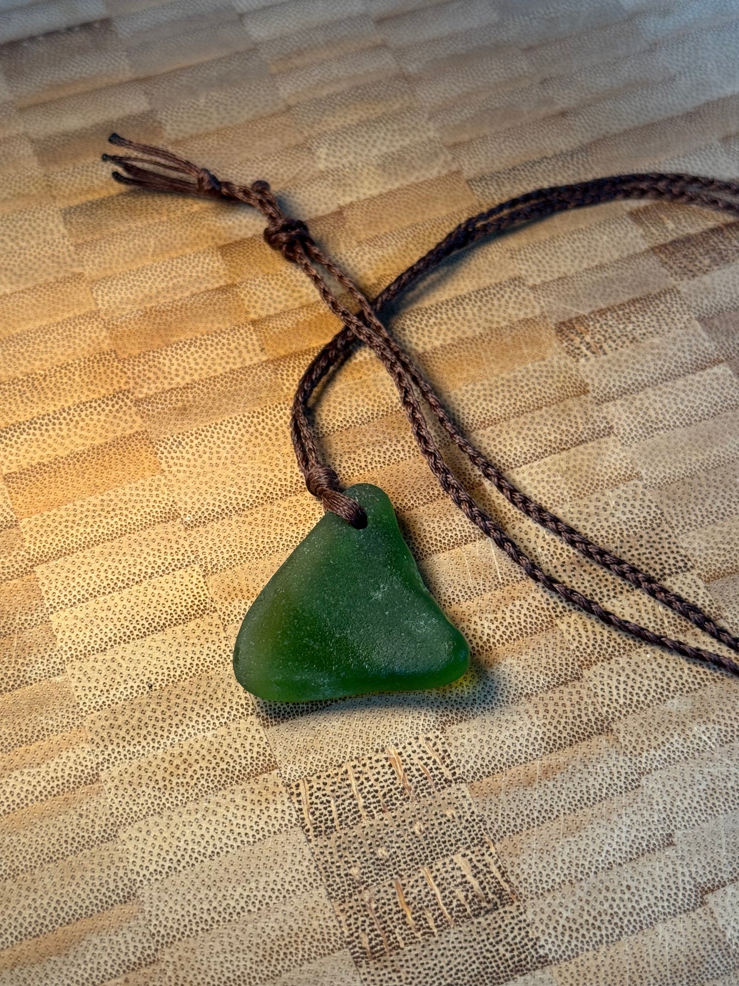 Salty Dawn Sea Glass Necklace - Triangle Green