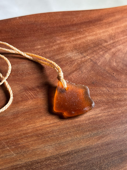 Salty Dawn Sea Glass Necklace - Brown Bottle