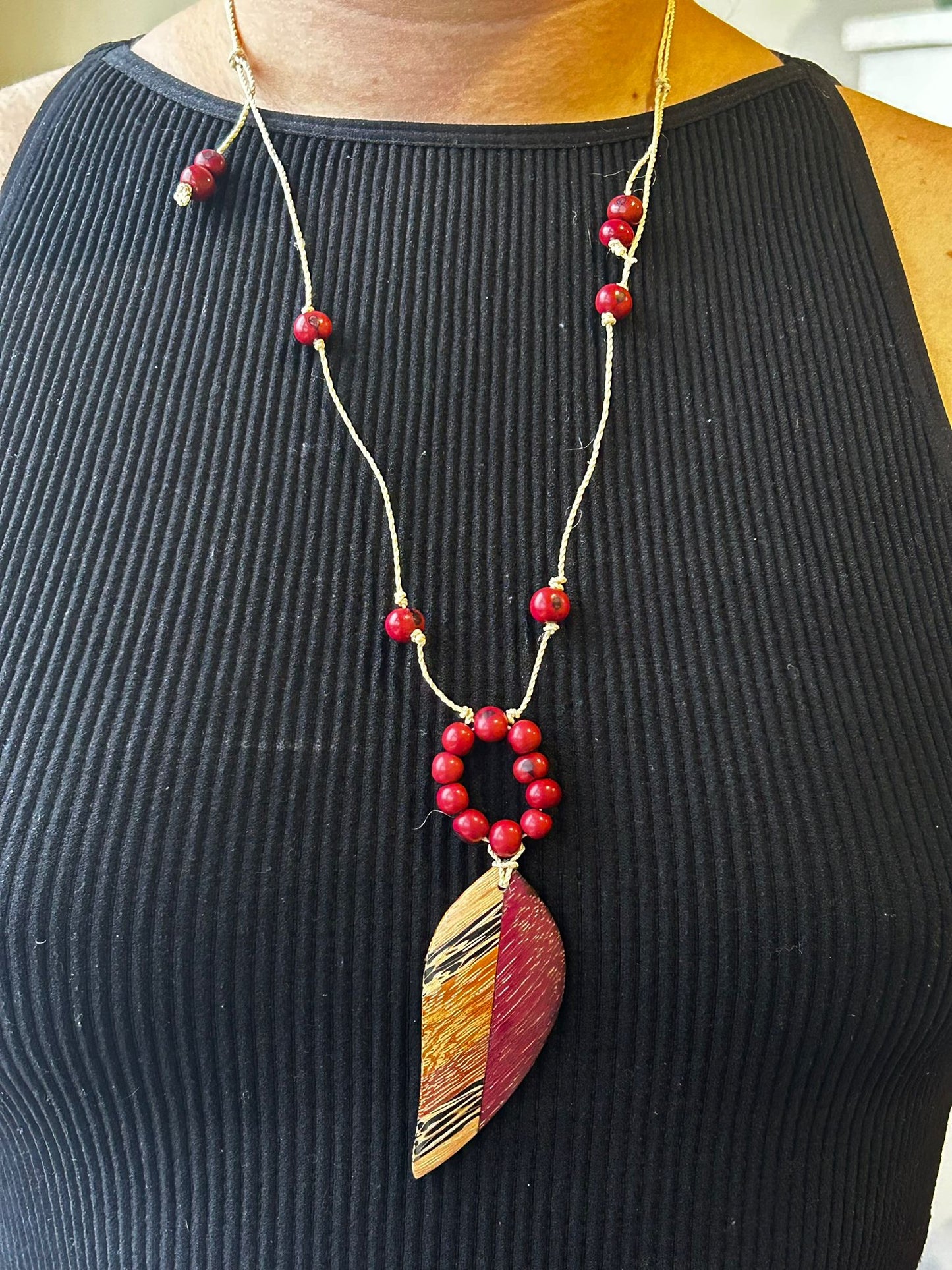 Marquetry Feather Necklace by Marisol