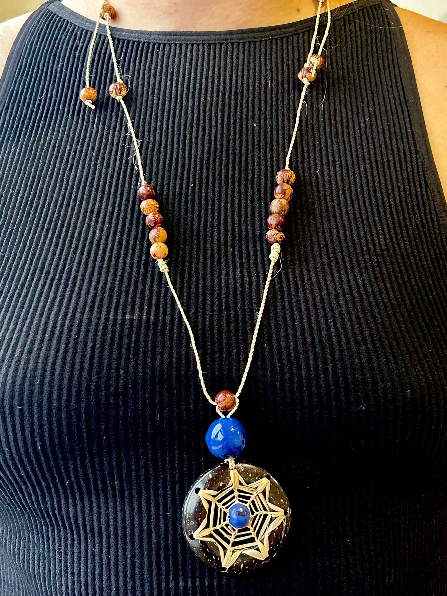 Blue Paxiúba Mandala Necklace by Marisol